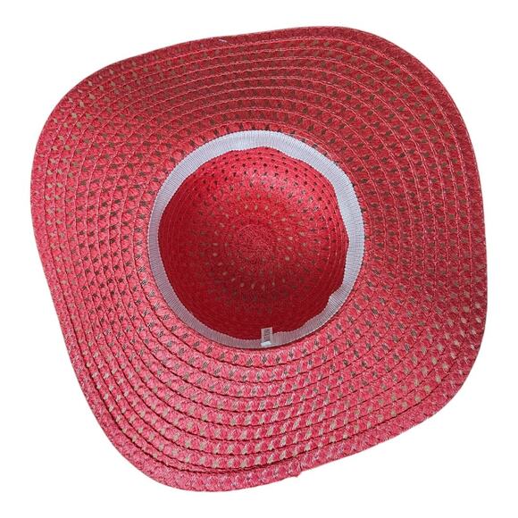 NEW Women's Floppy Hat With Beaded Trim in Coral Pink Color (17" diameter) - Picture 4 of 5